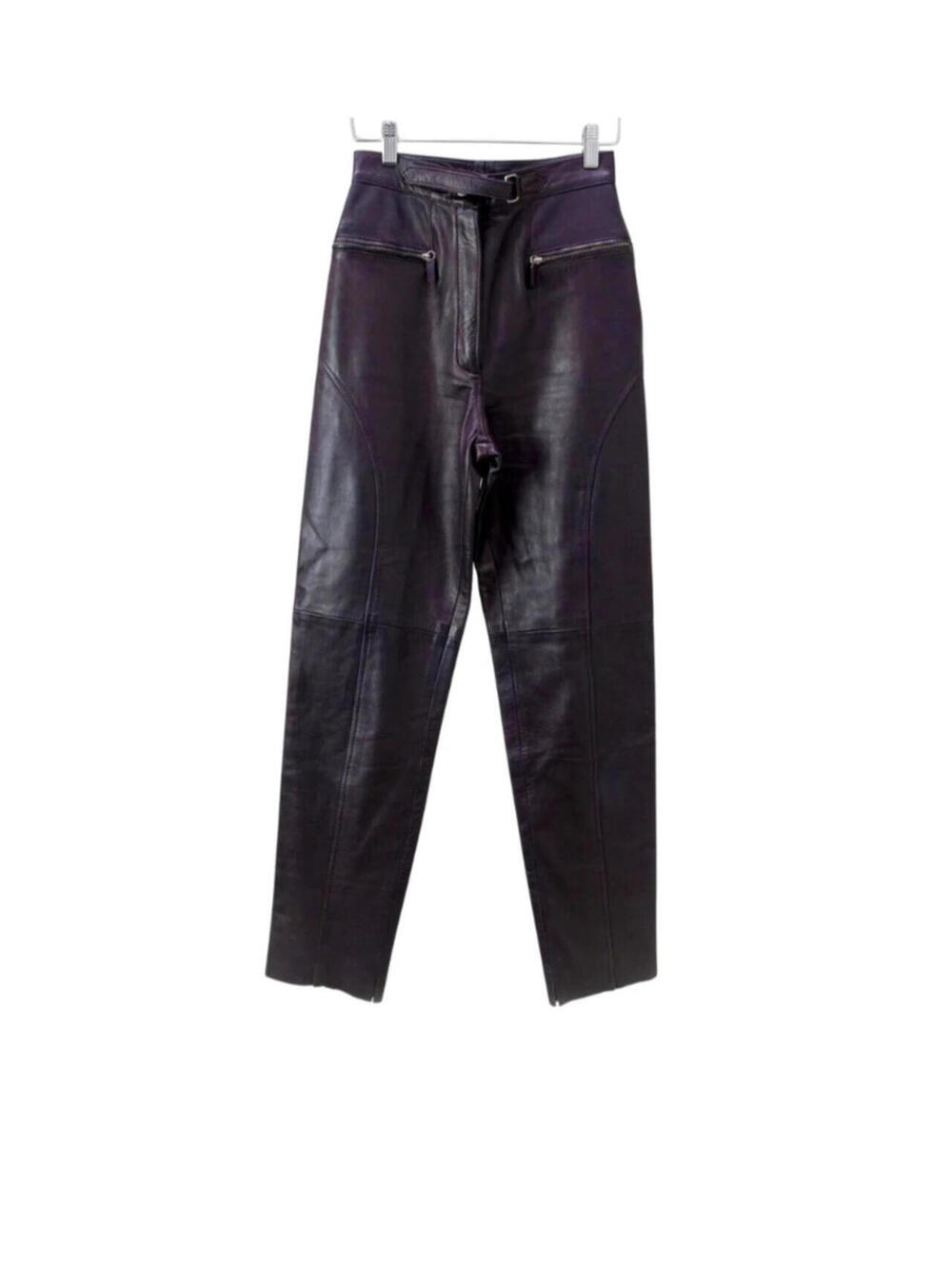 Gucci By Tom‎ Ford FW/01 Aubergine Calfskin Leather Moto Pant XS